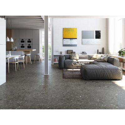 Baldocer Ceramica Nover wand- en vloertegel - 60x60cm - 9.5mm - Vierkant - gerectificeerd - Terrazzo - Zwart mat