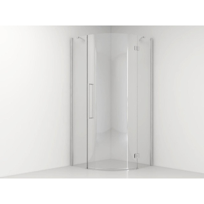 Van Rijn Products ST05 Kwartronde douchecabine met 8mm helder clear glas met stabilisatiestang 88x200cm chroom incl douchebak SHOWROOMMODEL