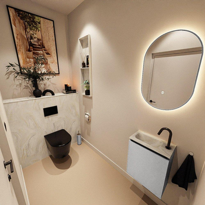 MONDIAZ TURE-DLUX 40cm toiletmeubel Plata. EDEN wastafel Ostra positie links. Met 1 kraangat.