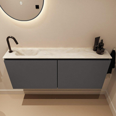 MONDIAZ TURE-DLUX 120cm toiletmeubel Dark Grey. EDEN wastafel Ostra positie links. Met 1 kraangat.