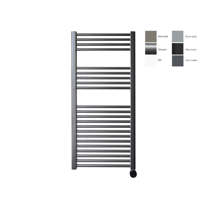 Sanicare electrische design radiator 111,8 x 45 cm. Gun metal met thermostaat zwart (linksonder)