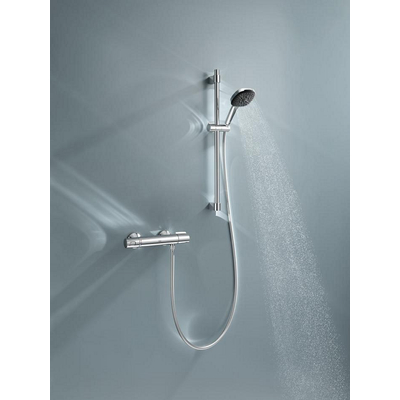 GROHE Precision Trend Doucheset - thermostatische douchekraan - met glijstangset - 60cm - vierkante handdouche - 1 straalsoort - gladde doucheslang - chroom