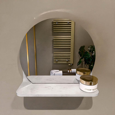 Mondiaz SPOT Badkamerspiegel - rond 30cm - spiegelplanchet - kleur Opalo