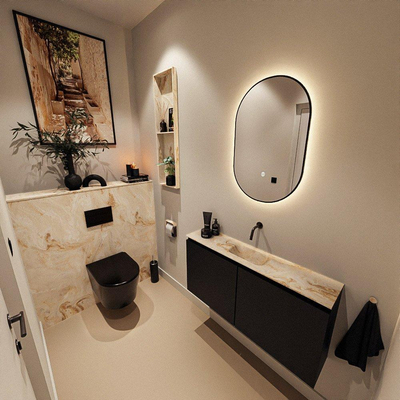 MONDIAZ TURE-DLUX 100cm toiletmeubel Urban. EDEN wastafel Frappe positie midden. Zonder kraangat.