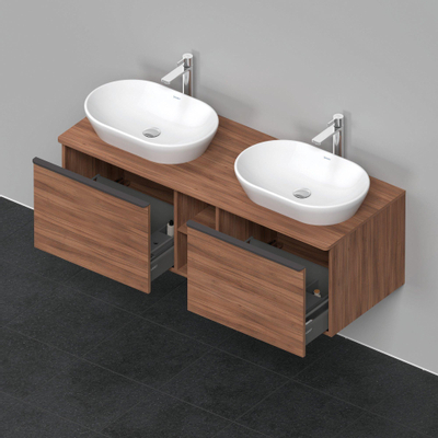 Duravit D-Neo wastafelonderkast 140x45.9x55cm 2 lades Noten Mat