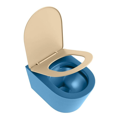 MONDIAZ LAVIE wandclosetpack - 36x53cm - diepspoel - rimless - Jeans (blauw) - softclose - quick-release - toiletzitting - Sand (beige)