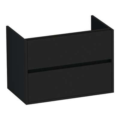 BRAUER Adore wastafelonderkast - 80x46x55cm - 2 softclose lades - greeploos - 1 sifon uitsparing - mat zwart