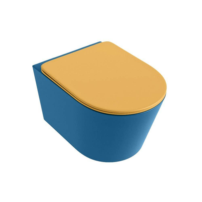 MONDIAZ LAVIE wandclosetpack - 36x53cm - diepspoel - rimless - Jeans (blauw) - softclose - quick-release - toiletzitting - Ocher (geel)