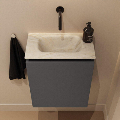 MONDIAZ TURE-DLUX 40cm toiletmeubel Dark Grey. EDEN wastafel Ostra positie midden. Zonder kraangat.