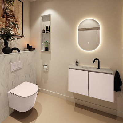 MONDIAZ TURE-DLUX 80cm toiletmeubel Rosee. EDEN wastafel Opalo positie midden. Met 1 kraangat.