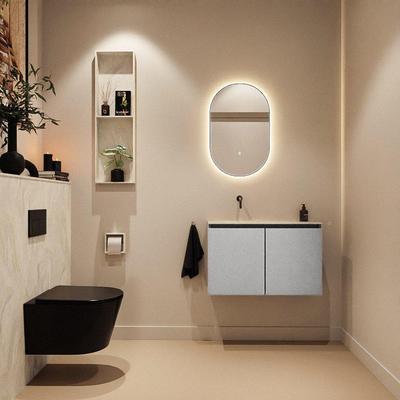 MONDIAZ TURE-DLUX 80cm toiletmeubel Plata. EDEN wastafel Ostra positie links. Zonder kraangat.