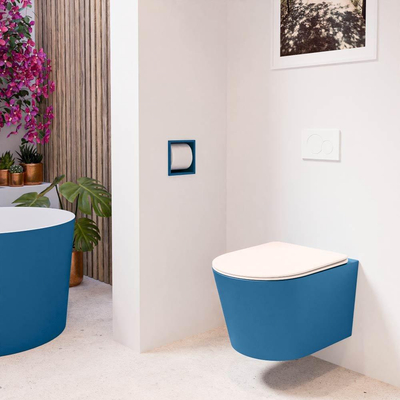 MONDIAZ LAVIE wandclosetpack - 36x53cm - diepspoel - rimless - Jeans (blauw) - softclose - quick-release - toiletzitting - Rosee (roze)