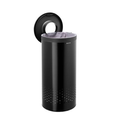 Brabantia Wasbox - 35 liter - kunststof deksel - uitneembare waszak - matt black/donker grijs
