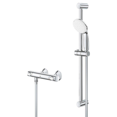 GROHE Grohtherm 500 thermostatische opbouw douchemengkraan met glijstang en handdouche Chroom