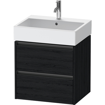 Duravit Ketho 2 wastafelonderbouwkast - 2 laden - 58.4x46x54.9cm - grepen antraciet - eiken zwart mat