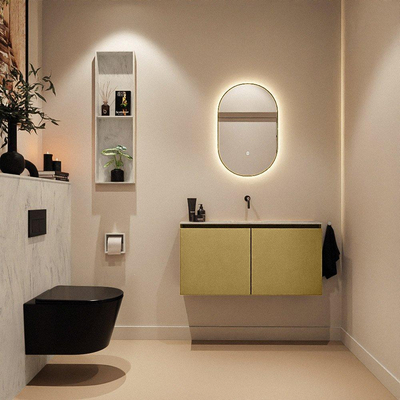MONDIAZ TURE-DLUX 100cm toiletmeubel Oro. EDEN wastafel Opalo positie midden. Zonder kraangat.