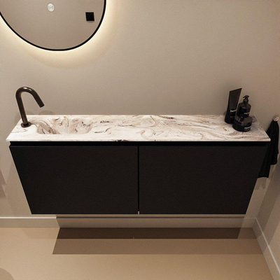 MONDIAZ TURE-DLUX 120cm toiletmeubel Urban. EDEN wastafel Glace positie links. Met 1 kraangat.