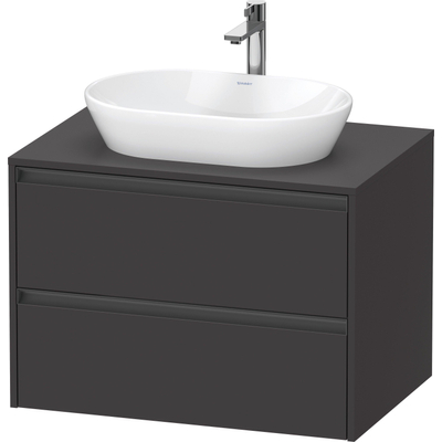 Duravit Ketho 2 wastafelonderbouwkast incl. consoleplaat met 2 laden 80x55x56.8cm met handgrepen antraciet grafiet supermat