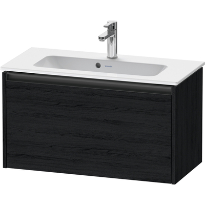 Duravit Ketho 2 wastafelonderbouwkast met 1 lade 68x39x44cm met greep antraciet eiken zwart mat