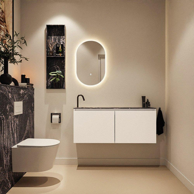 MONDIAZ TURE-DLUX 120cm toiletmeubel Talc. EDEN wastafel Lava positie links. Met 1 kraangat.