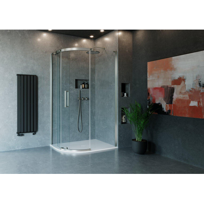 Crosswater Optix Douchecabine - 120x90cm - kwartrond - deur links - RVS geborsteld