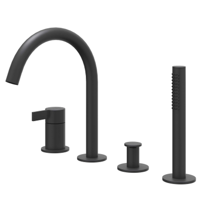 IVY Pact Badrandcombinatie - 4-wegs - mengkraan - draaibare uitloop - uittrekbare handdouche - Mat zwart PED