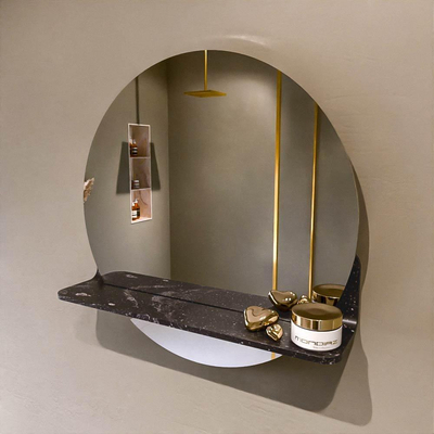 Mondiaz SPOT Badkamerspiegel - rond 50cm - spiegelplanchet - kleur Lava