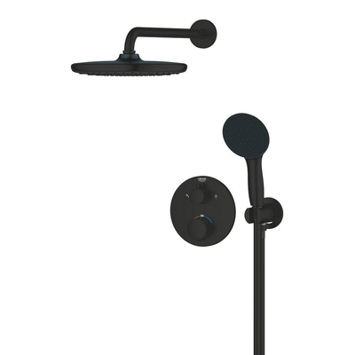 Grohe Precision showerset compleet met handdouche ø11cm 2 straalsoorten en hoofddouche ø25cm mat zwart