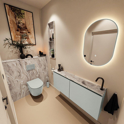 MONDIAZ TURE-DLUX 120cm toiletmeubel Greey. EDEN wastafel Glace positie rechts. Met 1 kraangat.