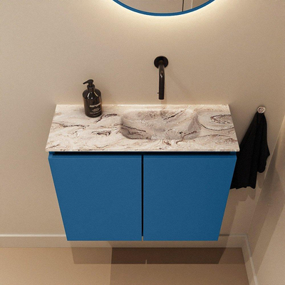 MONDIAZ TURE-DLUX 60cm toiletmeubel Jeans. EDEN wastafel Glace positie rechts. Zonder kraangat.