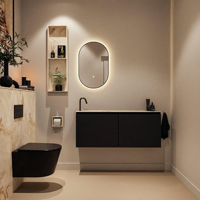MONDIAZ TURE-DLUX 120cm toiletmeubel Urban. EDEN wastafel Frappe positie links. Met 1 kraangat.