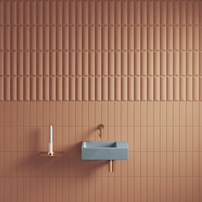 Clou Flush 3 fontein 36x18cm zonder kraangat rechts mat blauw ker.