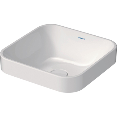 Duravit HappyD 2 Plus waskom vierkant zonder kraangat zonder overloop 40x40cm met keramische afdekkap wit