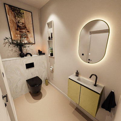MONDIAZ TURE-DLUX 60cm toiletmeubel Oro. EDEN wastafel Ostra positie midden. Met 1 kraangat.