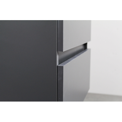 Basic Line Bella Badkamermeubelset - 60x55x46cm - 1 wasbak - Acryl - Wit - 0 kraangaten - Zonder spiegel - Melamine Antraciet mat