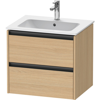 Duravit Ketho 2 wastafelonderbouwkast met 2 laden 61x48x55cm met grepen antraciet natuur eiken mat