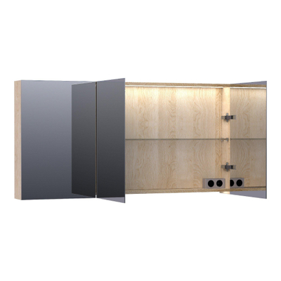 BRAUER Impress Deluxe spiegelkast - 140x70x15cm - interne en externe verlichting - 3 dubbelzijdige spiegeldeuren - Sunlit
