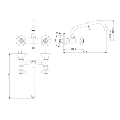 Best Design Liberty keuken wandkraan bovenuitloop