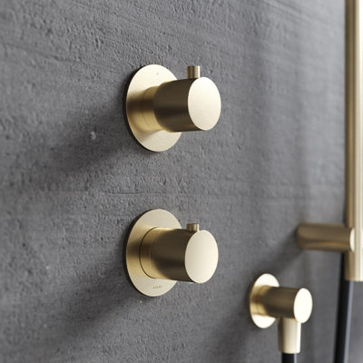 Hotbath Cobber Afbouwdeel - Inbouw thermostaat met 2-weg stop-omstel BBP Geborsteld Messing PVD