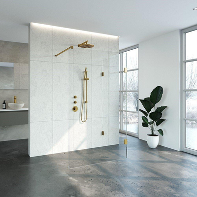 BRAUER Create Inloopdouche - reversed - 120x200x90cm - profielloos - antikalk - 8mm veiligheidsglas - Goud geborsteld