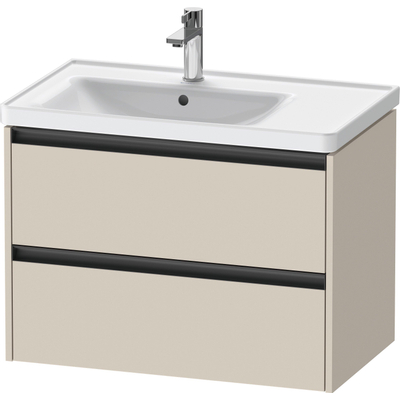 Duravit Ketho 2 wastafelonderbouwkast met 2 laden voor waskom links 78.4x45.5x54.9cm met grepen antraciet taupe supermat