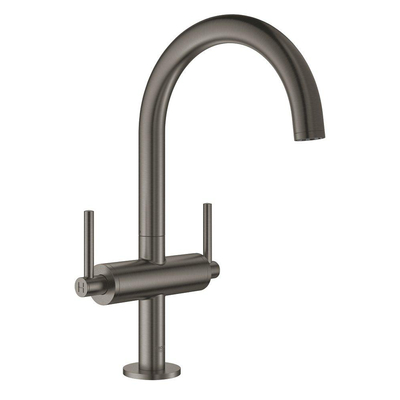 GROHE Atrio Wastafelkraan Opbouw - uitloop 16.6cm - L-size - push open - draaibaar - brushed hard graphite