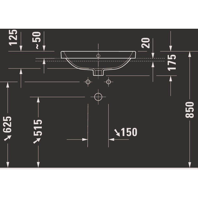 Duravit No.1 inbouwwastafel 55x43.5x17.5cm Hoogglans Wit