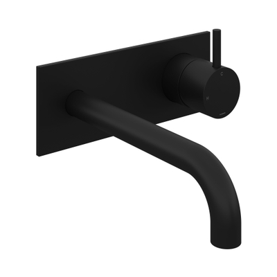 Hotbath Cobber afbouwdeel wastafelmengkraan met achterplaat en 18 cm uitloop mat zwart excl. inbouwdeel SHOWROOMMODEL