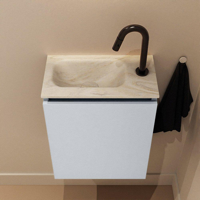 MONDIAZ TURE-DLUX 40cm toiletmeubel Clay. EDEN wastafel Ostra positie links. Met 1 kraangat.