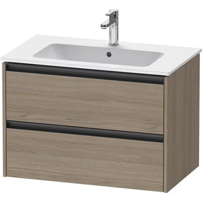 Duravit Ketho 2 wastafelonderbouwkast met 2 laden 81x48x55cm met grepen antraciet eiken terra mat