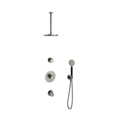 Hotbath Cobber IBS20 Regendoucheset inbouw - 30cm plafondarm - 20cm ronde hoofddouche - 3 standen handdouche - nikkel geborsteld