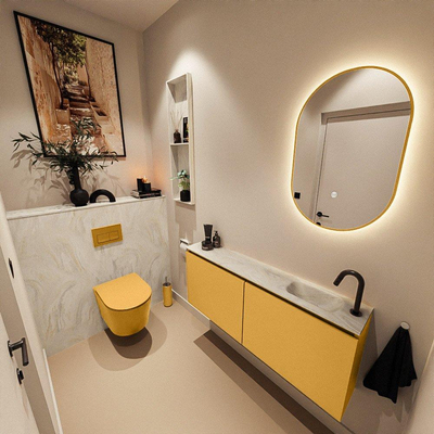 MONDIAZ TURE-DLUX 120cm toiletmeubel Ocher. EDEN wastafel Ostra positie rechts. Met 1 kraangat.
