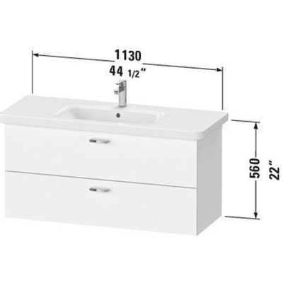 Duravit XBase Wastafelonderkast 113x44.8x56cm Standaard greep met softclose spaanplaat Grafiet Mat