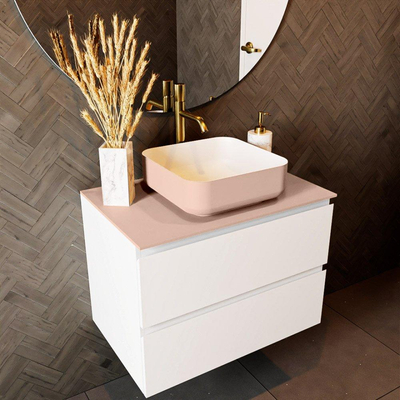 Mondiaz TOP 46 Topblad - 70x46x0.9cm - geschikt voor afdekplaat - Solid surface - Rosee